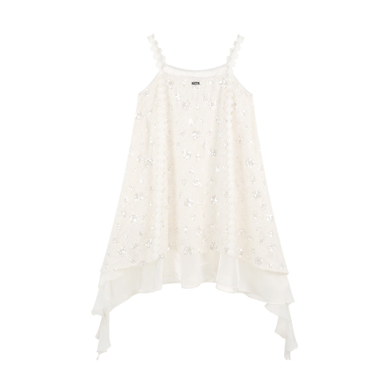 小香风不规则吊带连衣裙女夏季2025新款高级感法式度假风雪纺裙子,淘宝优惠券,粉丝福利购,淘宝优惠卷