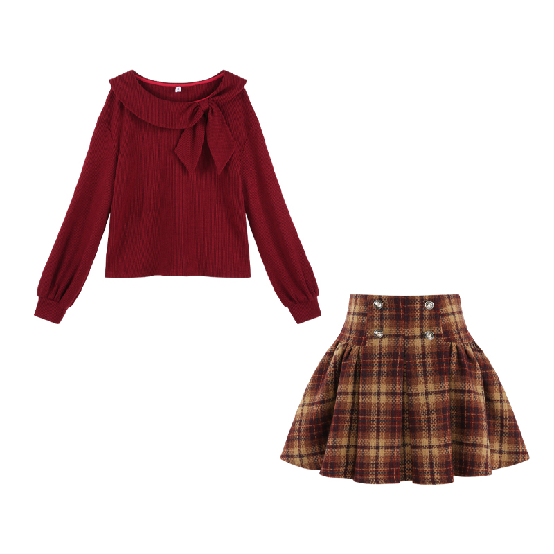 设计感小众圆领红色套头毛衣女秋冬季高级感法式针织圣诞穿搭上衣 - 图3