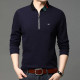 Hengyuanxiang pure cotton men's lapel zipper long sleeve t-shirt