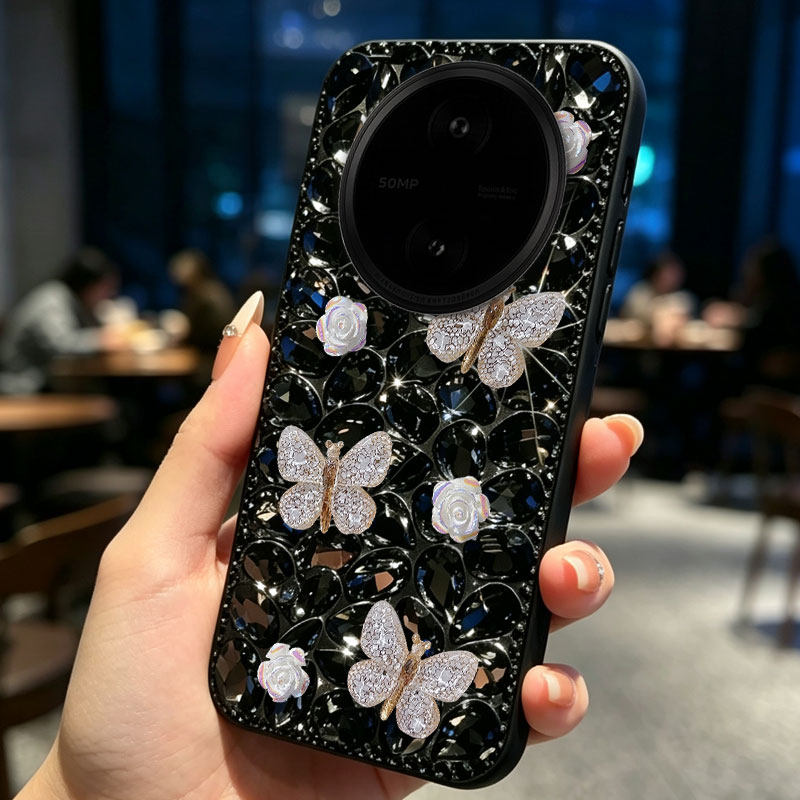 Black full diamond inlay suitable for vivoY600Pro mobile phone case soft case Y200GT rhinestone Y35+ autumn and winter Y500s women's model Y100i flash diamond Y300+ high-end Y35 5G all-inclusive Y37T