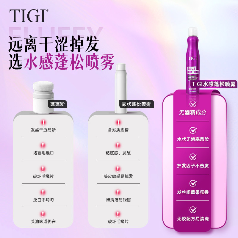 TIGI体吉自然蓬松喷雾女士去油高颅顶发型造型海盐水持久定型喷雾