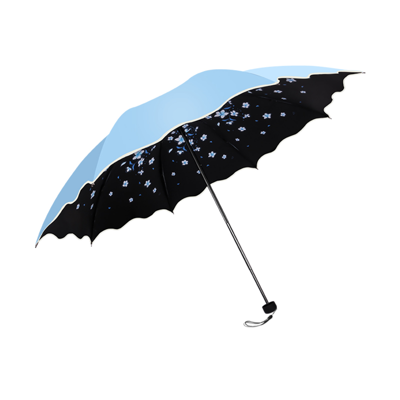 天堂雨伞太阳伞三折叠便携女防晒防紫外线遮阳小清新黑胶晴雨两用