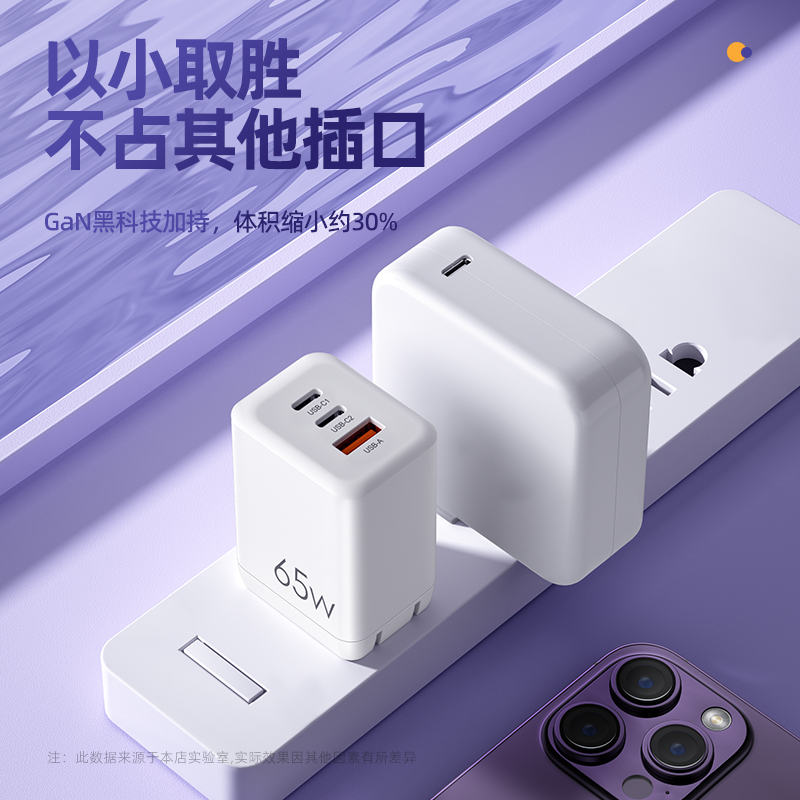 能适65W氮化镓充电器适用iPhone15promax快充头Typec插头USB-C多口苹果安卓pd电脑笔记本macbook华为iPad手机-图1