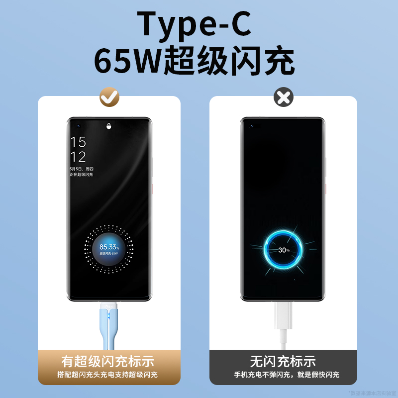 能适typec安卓poop适用oppo快充tpyec数据线6超级7器65w80w充电线0pp0闪充r17手机reno4冲k9a93加长5口tpc-图0