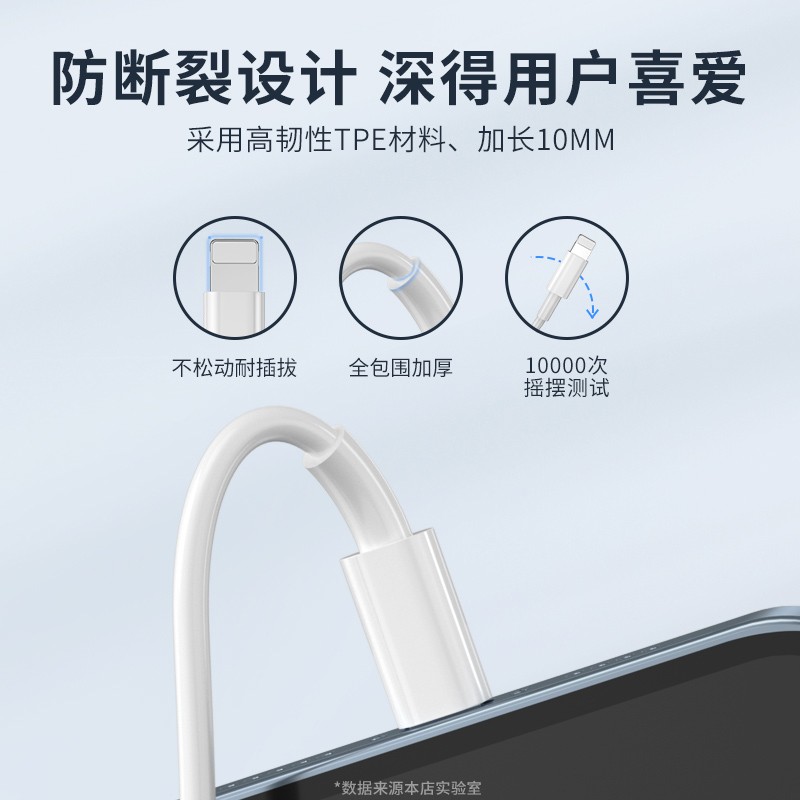 能适充电器适用iPhone14苹果13加长12proMax手机PD快充X数据线XR车载iPad平板6s闪充ios冲2米8p充电线