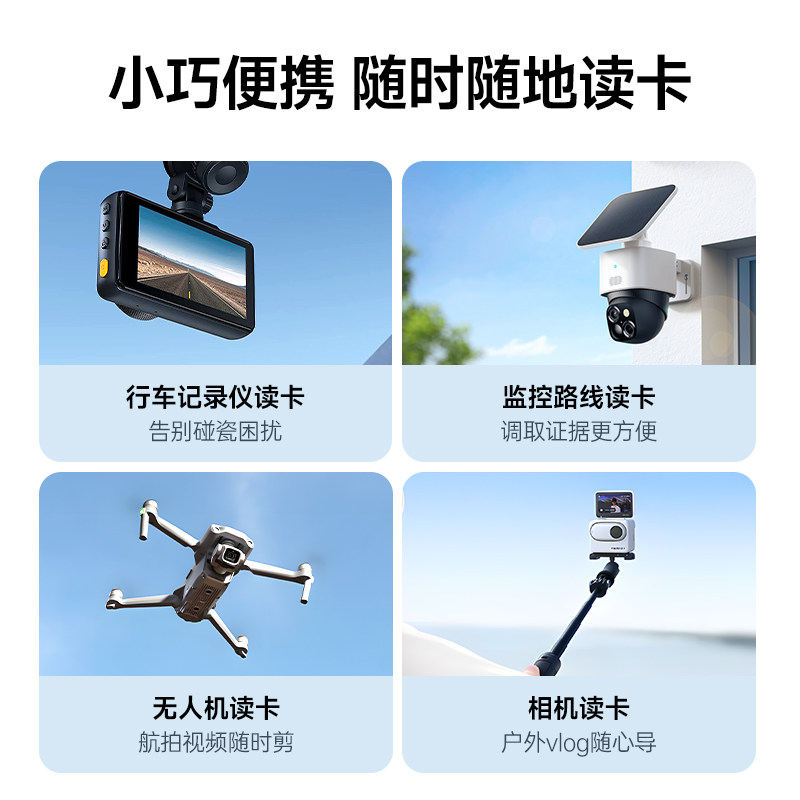 能适读卡器sd内存卡tf存储卡多功能合一高速USB3.0适用佳能相机单反读取连接万typec能手机电脑两用通用优U盘
