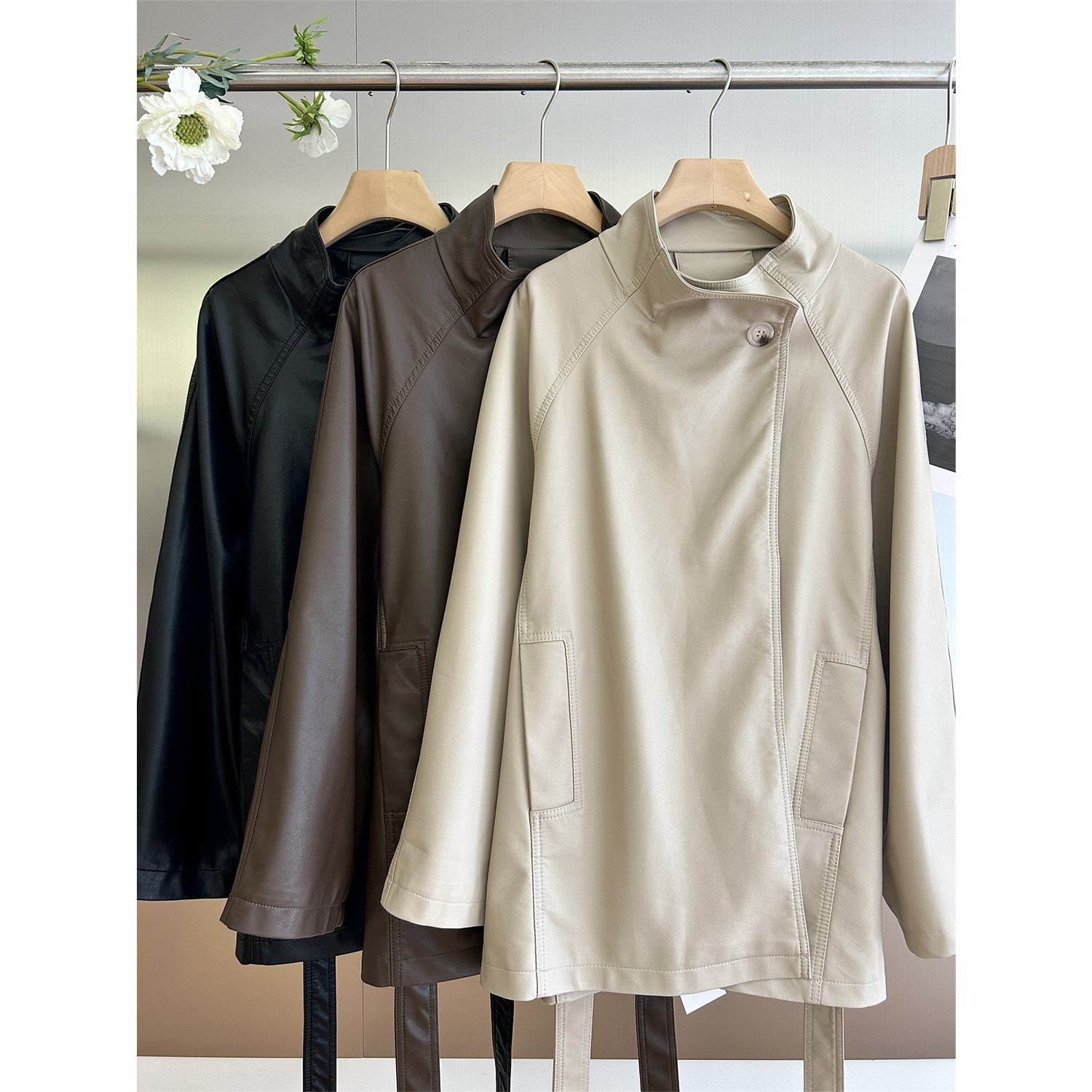 咖色复古收腰PU皮衣外套2025秋冬新款大码女装高级感显瘦机车夹克,淘宝优惠券,粉丝福利购,淘宝优惠卷