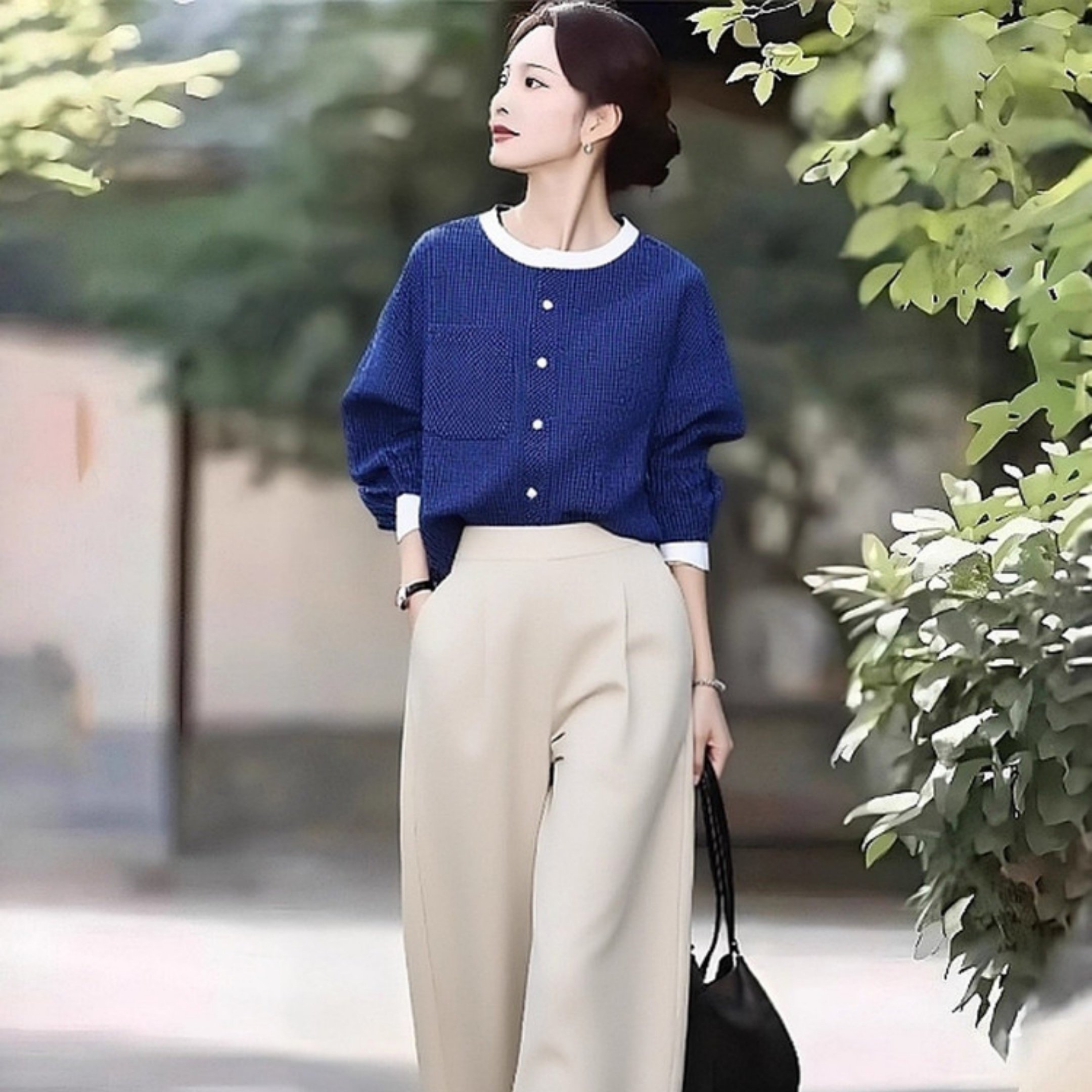 设计感蓝色格子长袖衬衫2026新款春秋大码女装胖mm灯笼袖宽松上衣,淘宝优惠券,粉丝福利购,淘宝优惠卷