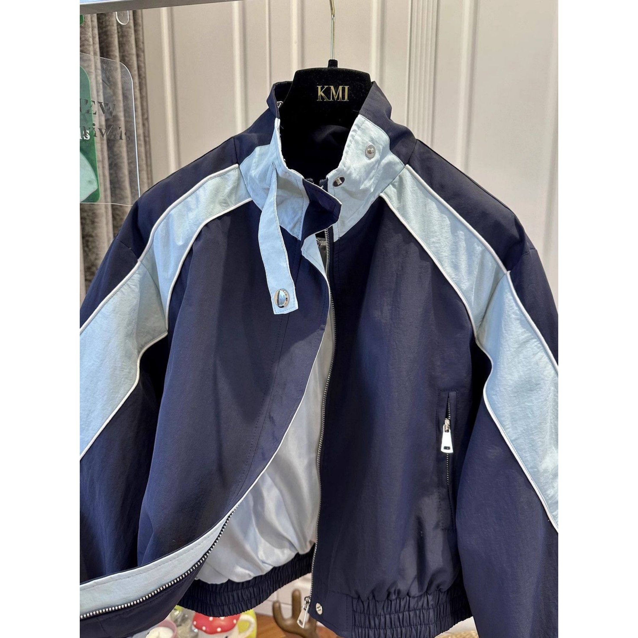 欧货立领撞色拼接夹克短外套女2026春秋季大码女装宽松百搭冲锋衣,淘宝优惠券,粉丝福利购,淘宝优惠卷