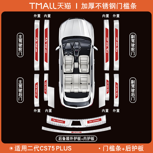 22款长安二代CS75PLUS门槛条迎宾踏板改装后备箱护板装饰防护配件 - 图1