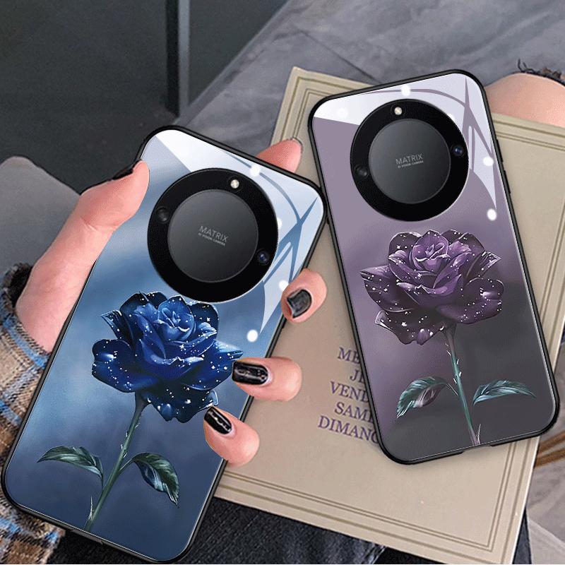 暗紫雾霾玫瑰适用荣耀x40手机壳新款v40镜头全包防摔x30i男女款华为magic4创意play6t玻璃6c高级感5t潮保护套 - 图0