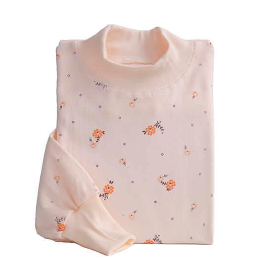 Women's pure cotton mid-high collar autumn top