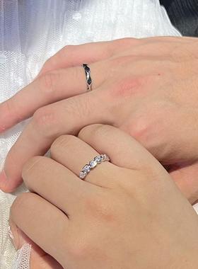 知心情侣对戒925银闺蜜戒指女轻奢小众爱心设计感ins简约礼物刻字