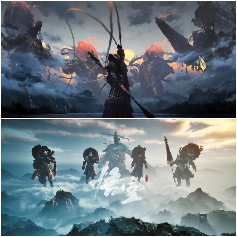 鱼缸背景贴纸画高清图黑神话悟空游戏人物外贴造景装饰图高端定制