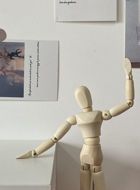 ins风摆件吗美术木头人