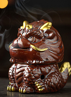 创意神兽麒麟盘香炉艾草