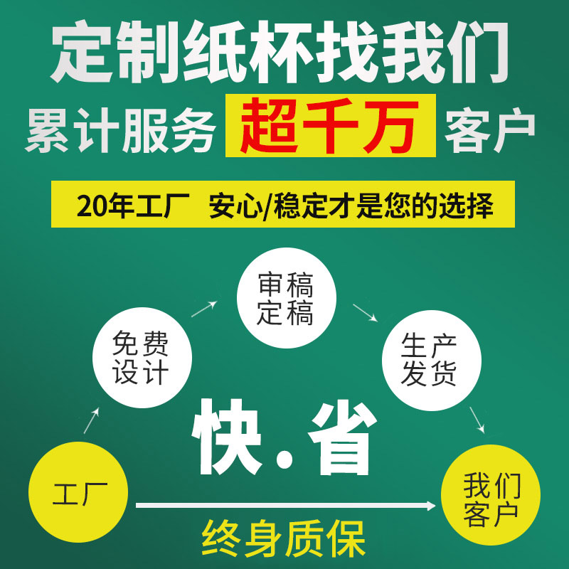 一次性纸杯定制印LOGO广告杯子定做加厚1000只商用一次性杯子定制