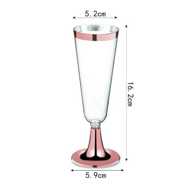 150ML节日派对聚会装饰一次性玫瑰金边高脚杯塑料香槟杯红酒杯子 - 图3