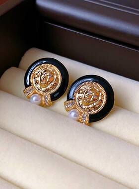 中古vintage饰品925银针滴油耳环小众百搭耳钉轻奢高级感耳饰