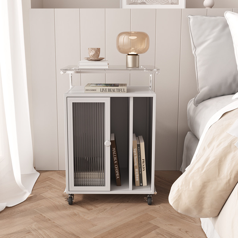 卧室可移动不锈钢玻璃ins风床头柜 欧调水云间床头柜