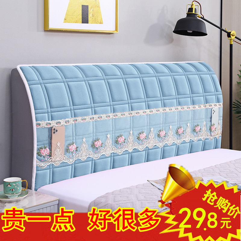 床头套罩新款全包通用网红软包欧式皮木靠背罩简约加厚防尘保护罩 - 图0