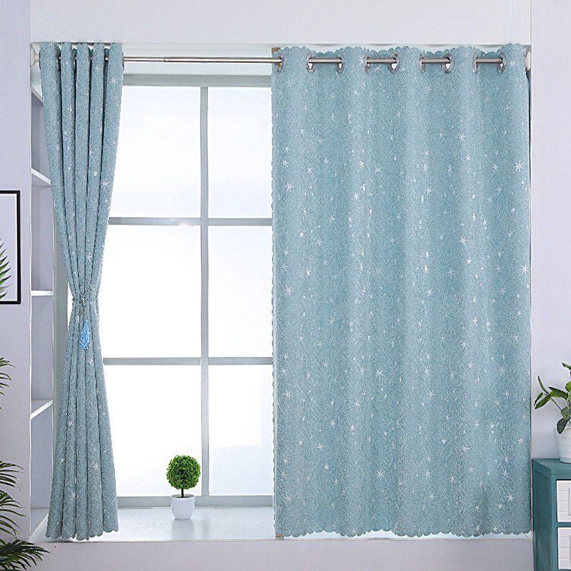 卧室飘窗打孔安装伸缩杆一整套布帘 法兰诺泽泰成品窗帘