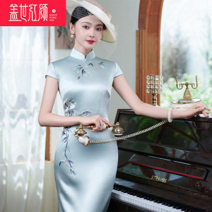 9138竹影婆娑丨盖世红颜丨手工旗袍新款日常优雅高端长款年轻气质