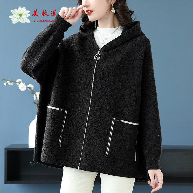 开衫新款40岁50妈妈秋冬毛呢外套 美牧莲中老年女装
