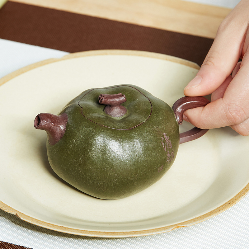 宜兴原矿紫砂壶茶壶名家手工原矿绿泥放生番茄泡茶壶单壶家用茶具 - 图2