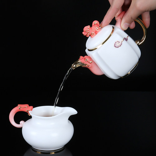 甲盏窑 李甲栈白瓷茶具茶壶茶杯茶具套装功夫茶具整套 彩金 - 图3