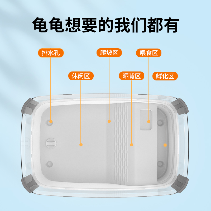 排水乌龟缸带晒台造景养龟专用生态缸家用幼龟饲养箱小型龟盆龟箱-图1