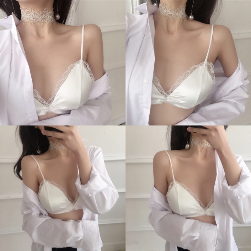 性感蕾丝边美背裹胸打底内搭小背心无钢圈文胸聚拢带胸垫抹胸内衣 - 图1