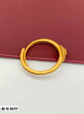 新款锡金轻奢拉丝爱心戒指女士铜镀黄金色素圈高级感食指戒礼物