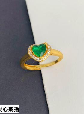 女越南沙金镀金彩石戒指不掉色