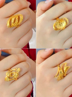 越南沙金时尚夸张活口食指戒指