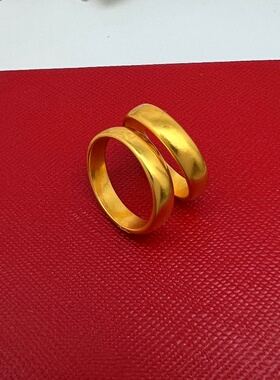 高级款铜合金女士镀金戒指光板男尾戒越南沙金闭口指环久不掉色