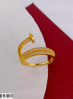 女镀金越南沙金镶钻戒指不掉色