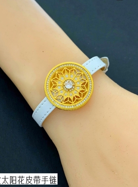 女越南沙金皮绳罗盘手链久不掉色