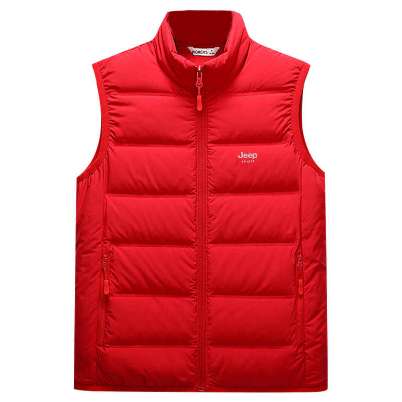 吉普JEEP红色马甲男女冬季轻薄保暖坎肩新年外穿立领休闲背心外套,淘宝优惠券,粉丝福利购,淘宝优惠卷