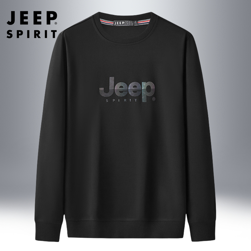 jeep吉普男士卫衣春季2024新款宽松套头衫圆领休闲运动长袖t恤男