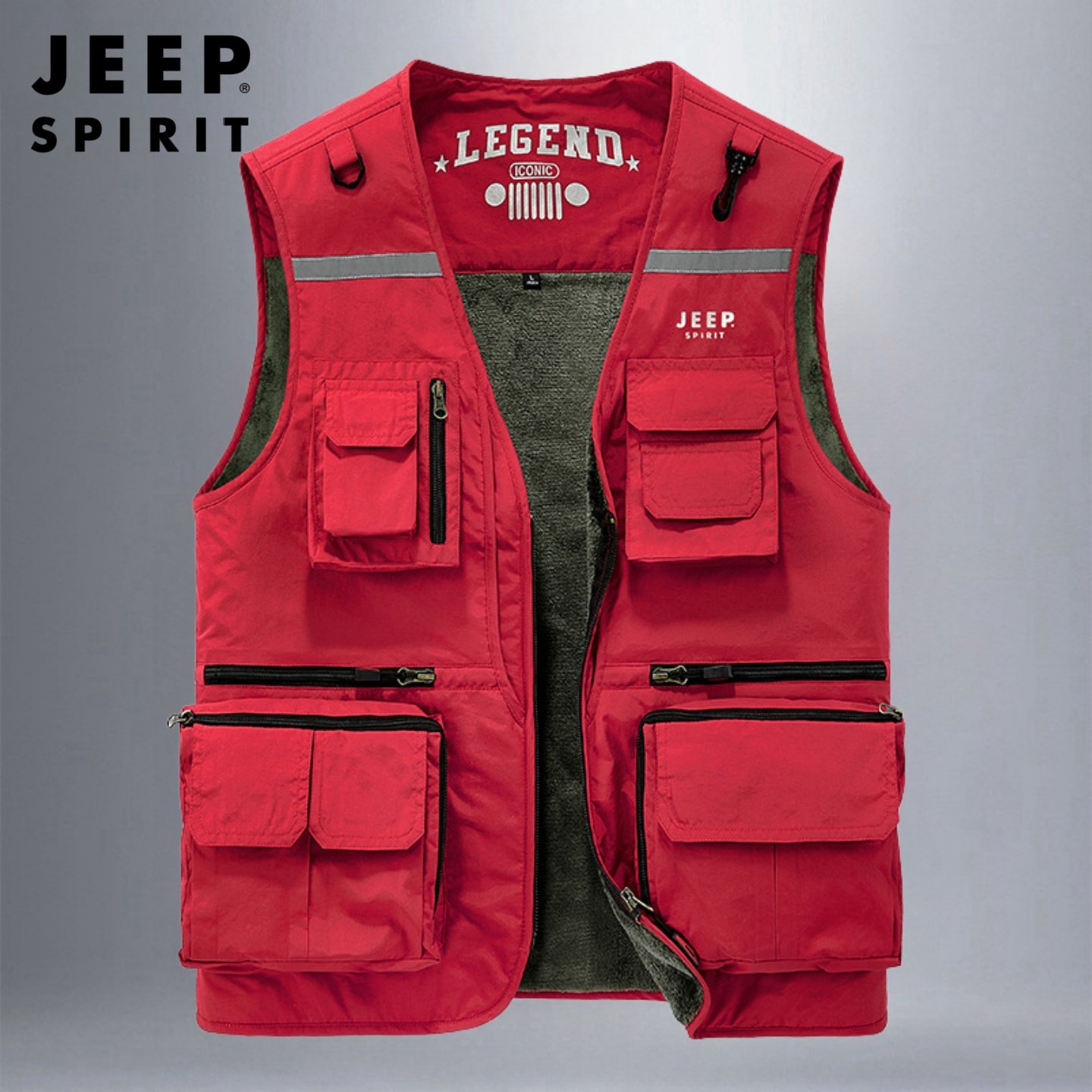 吉普工装马甲男冬季户外多口袋加绒加厚摄影马夹外穿V领钓鱼背心,淘宝优惠券,粉丝福利购,淘宝优惠卷