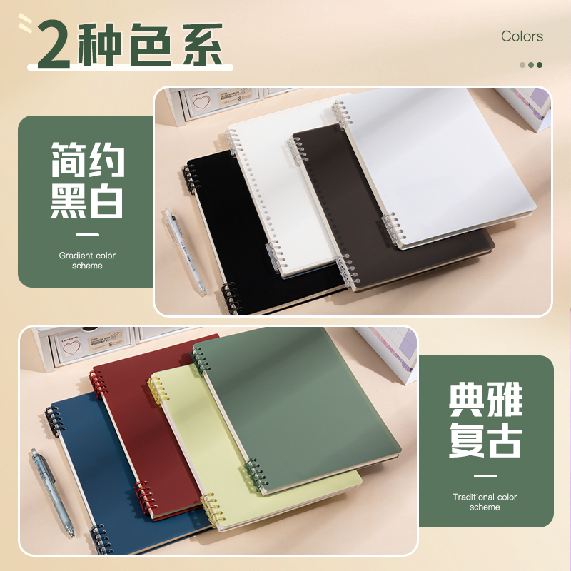 得力活页本外壳活页夹扣环封面b5单卖环扣线圈装订打孔收纳笔记本软皮封皮可拆卸diy自制配件不硌手塑料26孔 - 图0