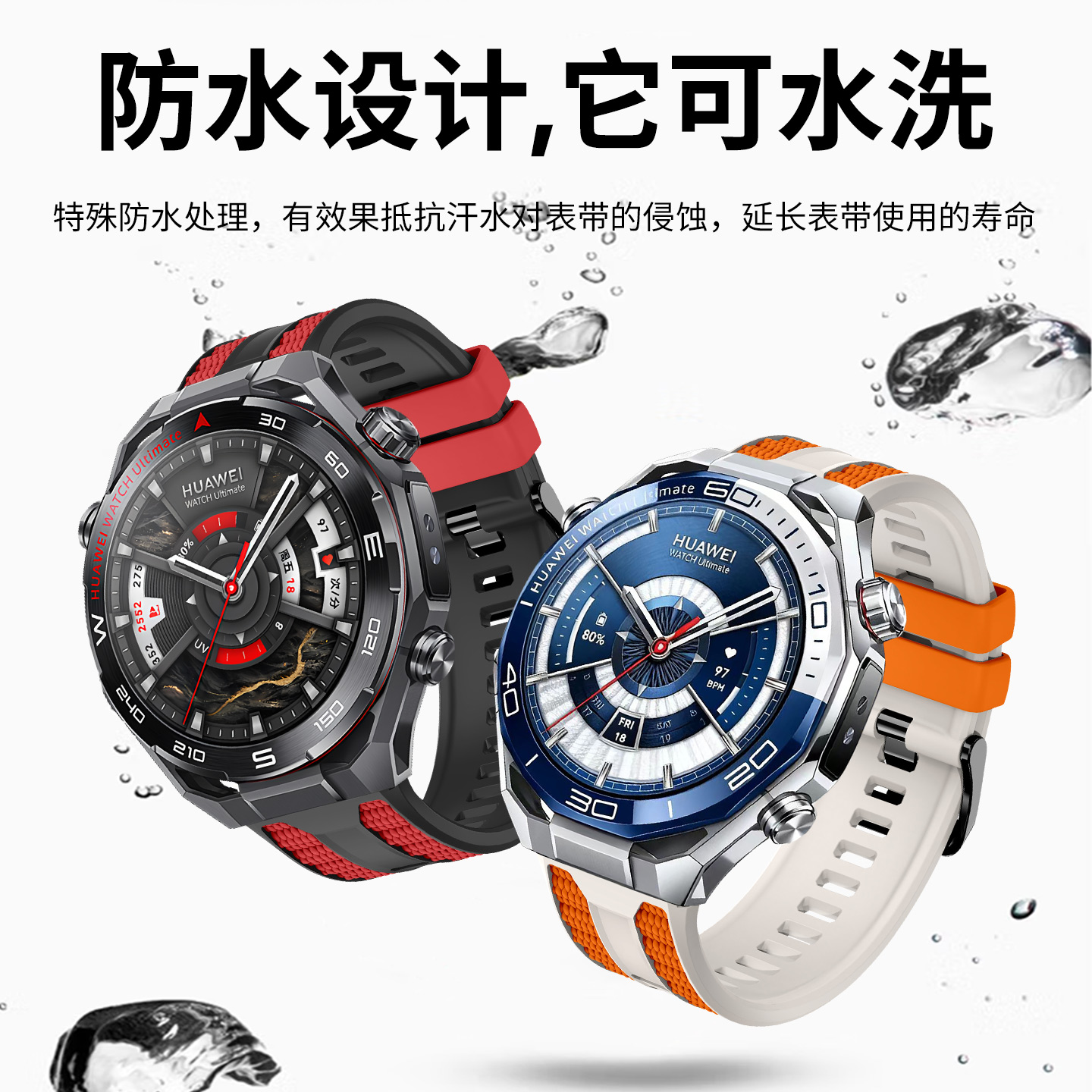 隐者适用华为WATCH Ultimate2表带新款钛金属手表表带华为Ultimate2手表表带Ultimate2代真皮二代硅胶腕带 - 图2