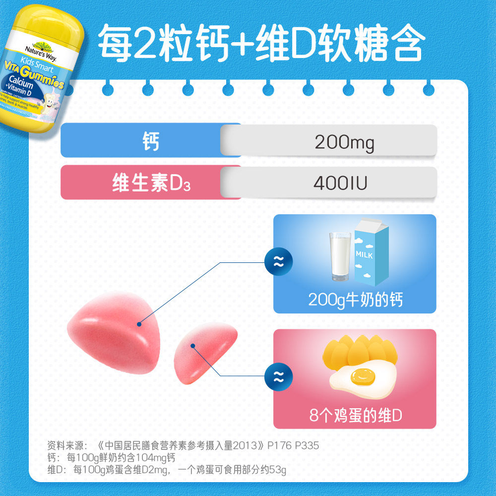 naturesway佳思敏儿童补钙钙片软糖 NaturesWay海外钙铁锌