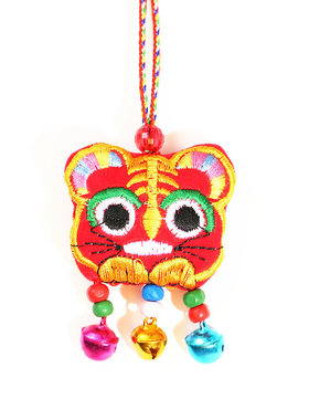 端午节五彩绳项链儿童挂脖长命锁香包刺绣老虎项链平安香囊挂件