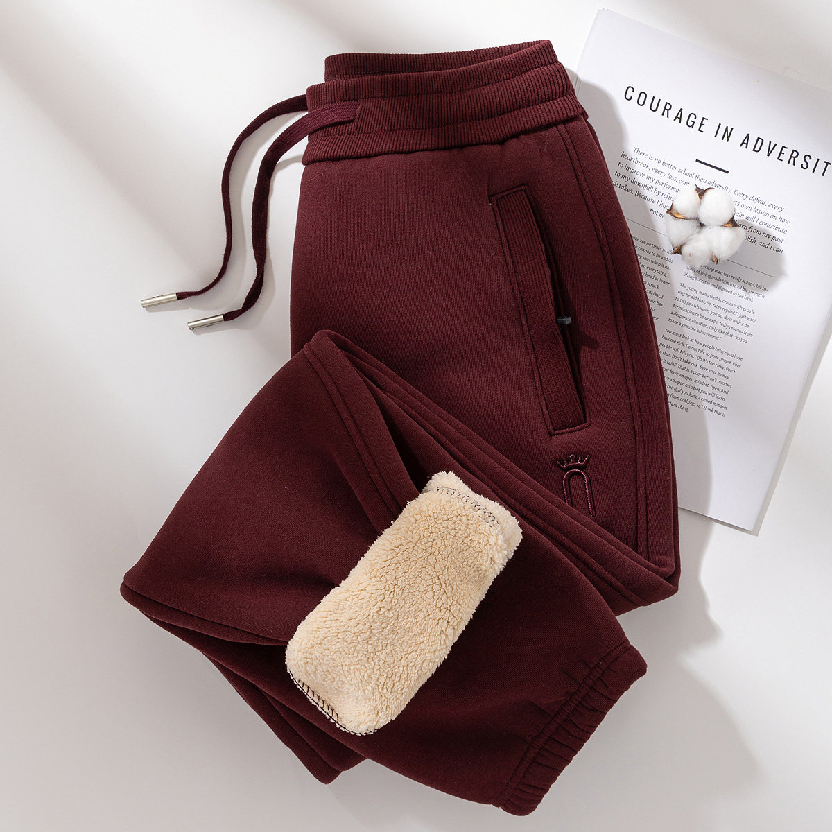 超厚保暖羊羔绒卫裤女加绒加厚冬季2025新款秋冬浅灰色外穿女裤子,淘宝优惠券,粉丝福利购,淘宝优惠卷