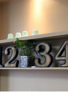 旧城古迹工业风大写数字招牌组合做旧实木木质酒吧摆件咖啡厅店铺