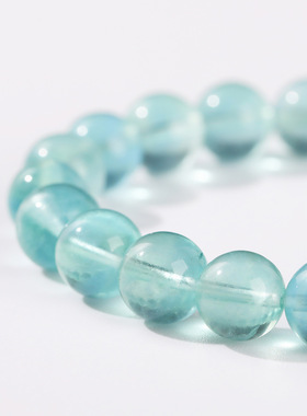 晶德珠宝女生夏季时尚单圈圆珠手串冰透净体天然蓝绿萤石手链