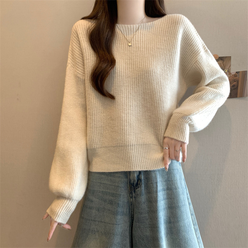 软糯短款套头毛衣女春秋洋气复古慵懒风针织打底衫小个子内搭上衣,淘宝优惠券,粉丝福利购,淘宝优惠卷