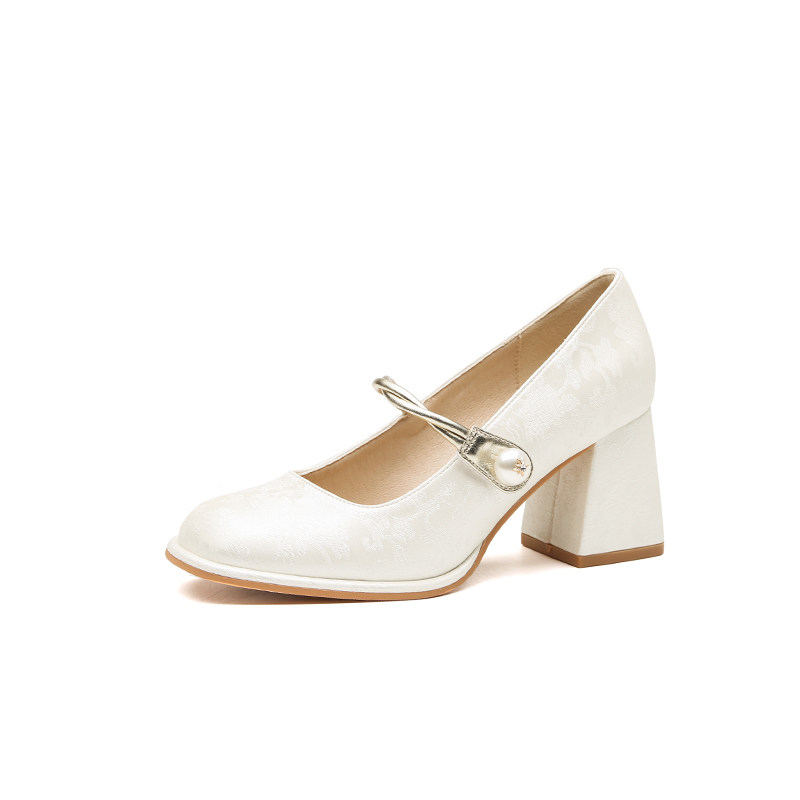 白色新中式国风玛丽珍单鞋粗跟2025新款秋季旗袍高跟鞋女日常百搭,淘宝优惠券,粉丝福利购,淘宝优惠卷